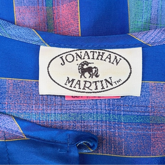 Vintage 80’s Jonathan Martin Pleated Button Striped Belted Dress Size 11/12 - Picture 14 of 15